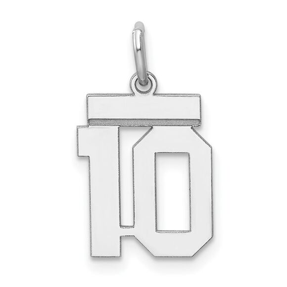 Sterling Silver, Athletic Collection, Small Polished Number 10 Pendant - Picture 1 of 5